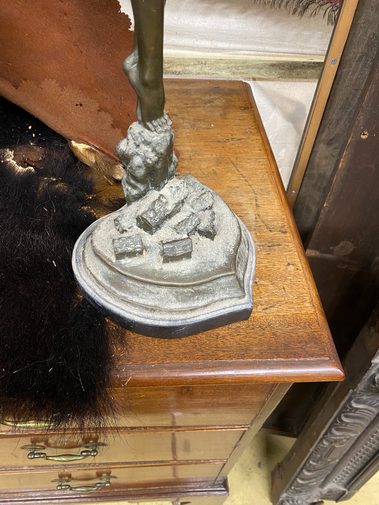 An Art Deco style bronze female bather, height 71cm